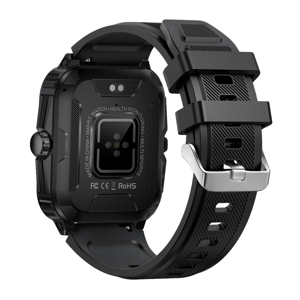 Montre connectée COLMI P76 1,96 pouce, étanche 3 ATM, pour le sport et le fitness en extérieur, dos noir