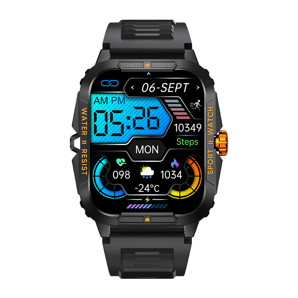 Montre connectée COLMI P76 1,96 pouce, étanche 3 ATM, cadran orange, idéale pour le sport et le fitness en extérieur