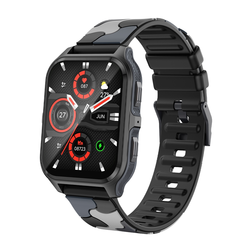 Montre connectée COLMI P73, écran 1,9", appels extérieurs, étanche IP68, coloris camouflage noir