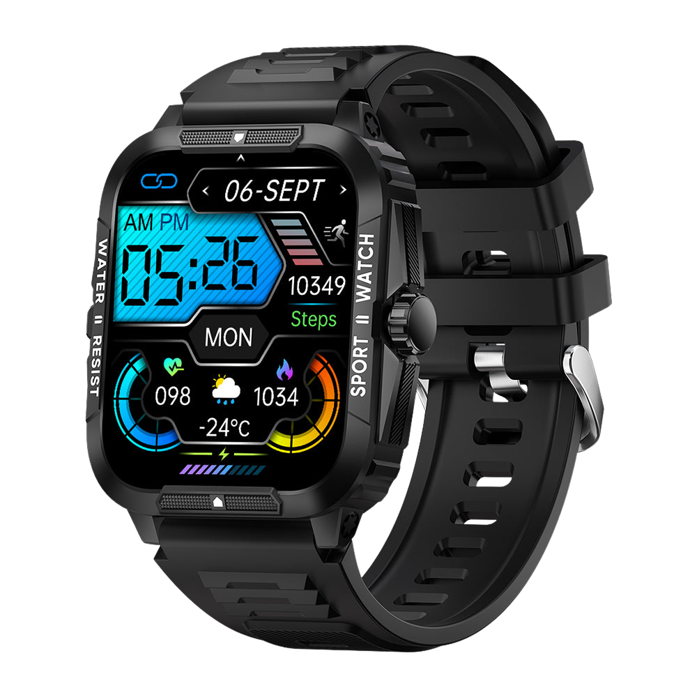 Montre connectée COLMI P76 1,96 pouce, étanche 3 ATM, pour le sport et le fitness en extérieur, noire
