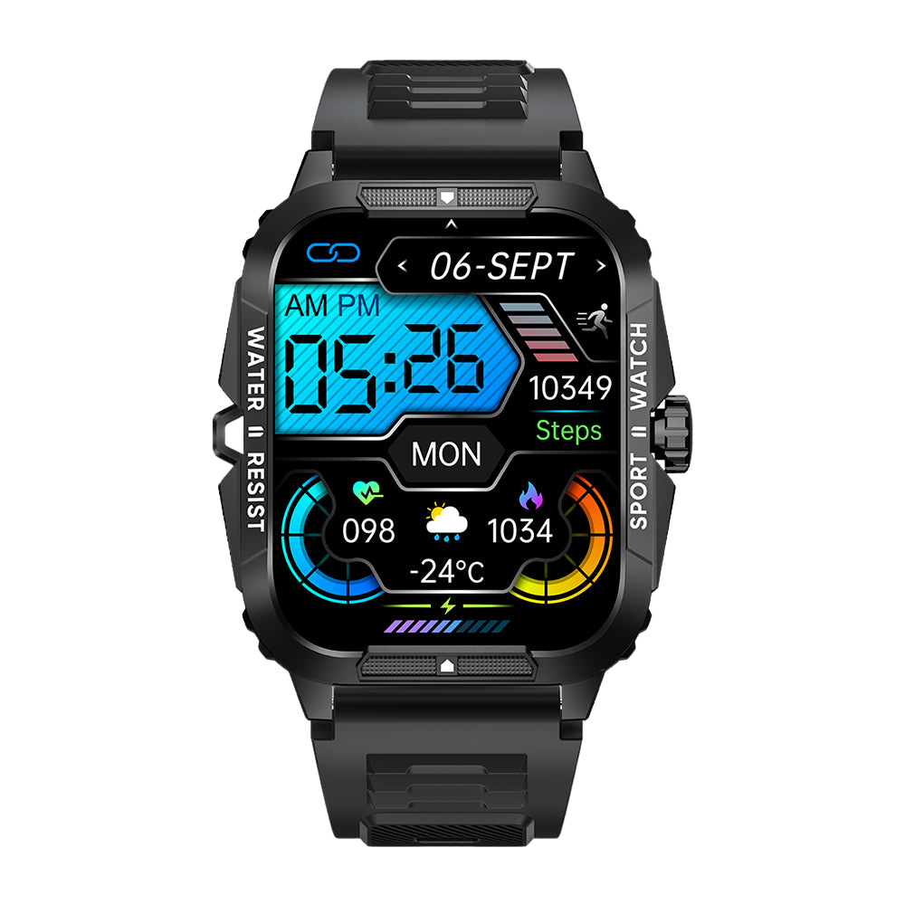 Montre connectée COLMI P76 1,96" pour le sport et le fitness en extérieur, étanche à 3 ATM, cadran noir