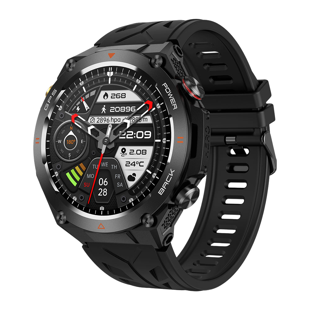 Montre connectée GPS COLMI V75, robuste et idéale pour les activités de plein air (noire).
