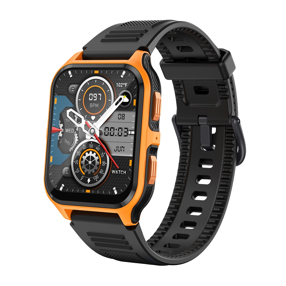 Montre connectée COLMI P73, écran 1,9", appels extérieurs, étanche IP68, orange et noire