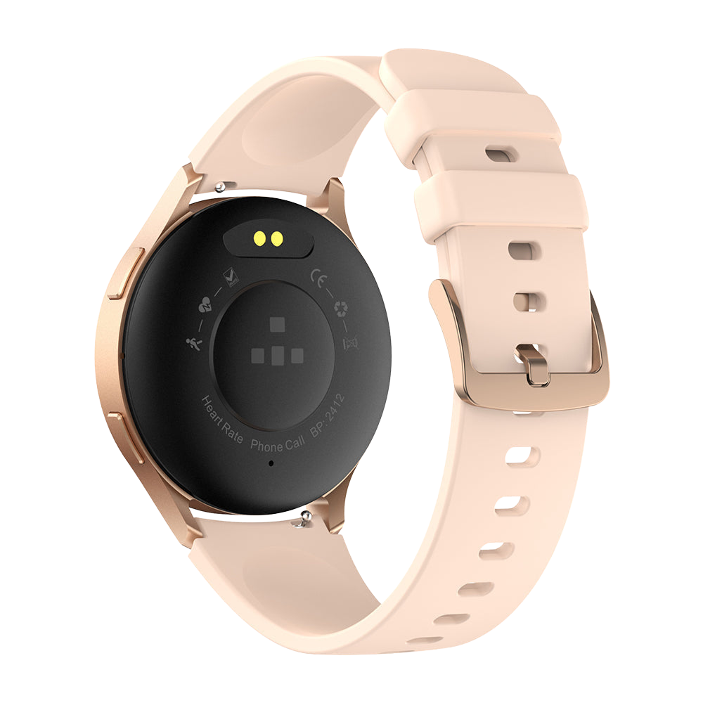 Montre connectée Gold Colmi i28 Ultra vue de dos, avec capteurs de santé arrière, contacts de charge magnétiques et indice d'étanchéité IP68.